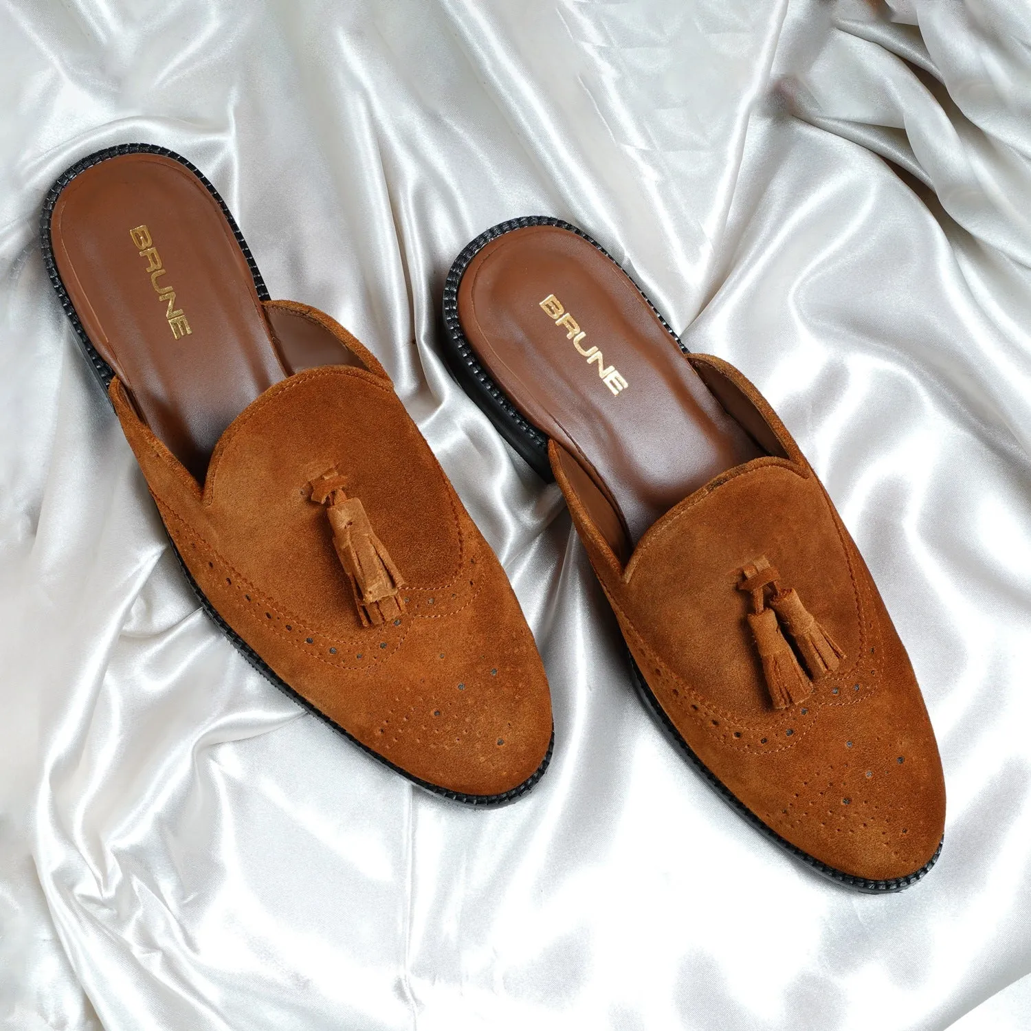 Summer Special Mules in Orangish Suede Leather