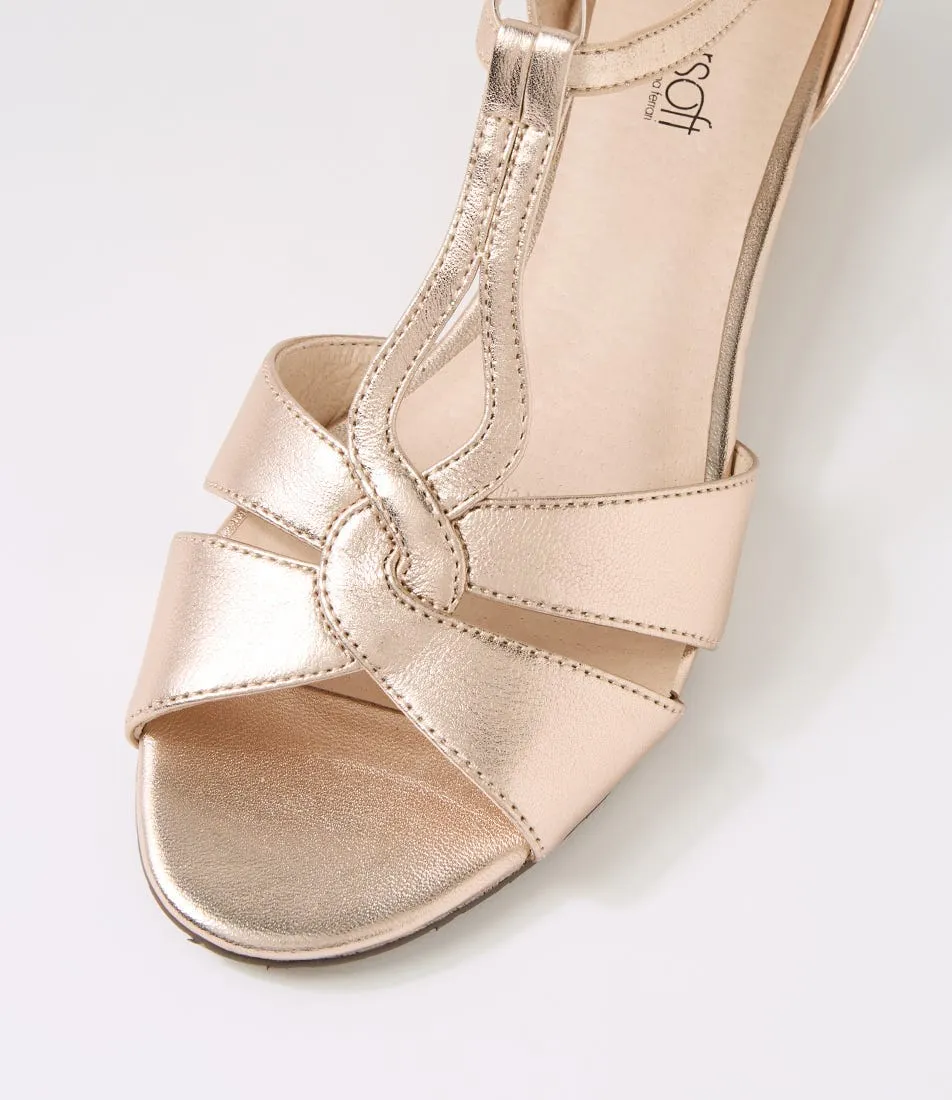 SUPERSOFT Beautiy Pale Rose Gold Leather Sandals