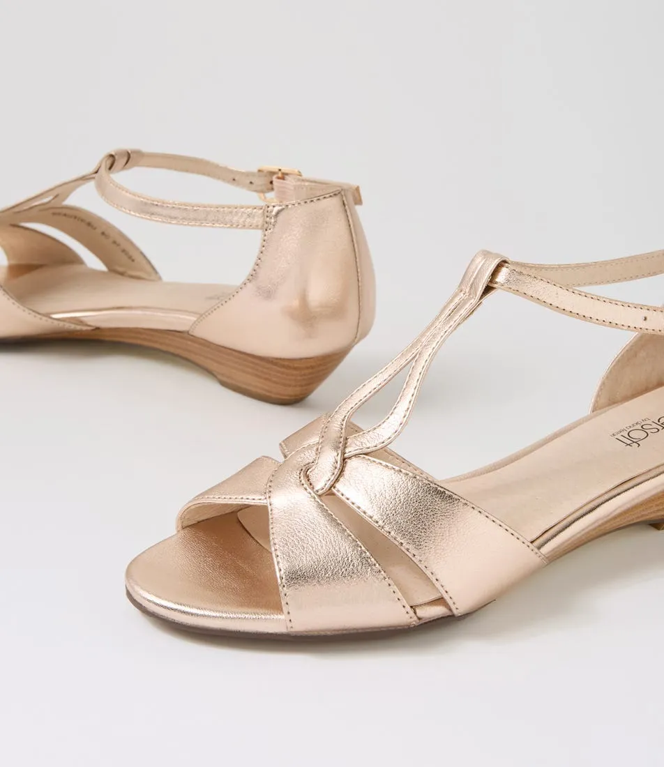 SUPERSOFT Beautiy Pale Rose Gold Leather Sandals