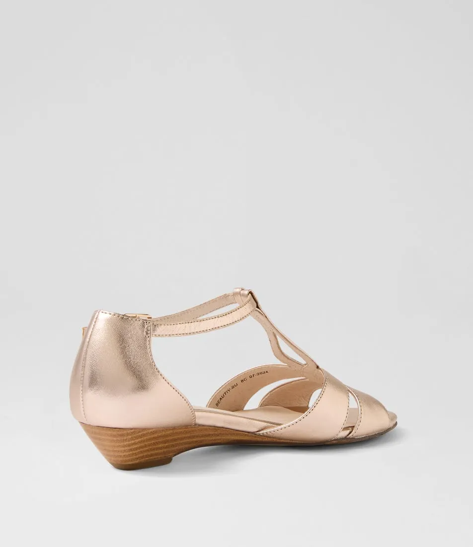 SUPERSOFT Beautiy Pale Rose Gold Leather Sandals