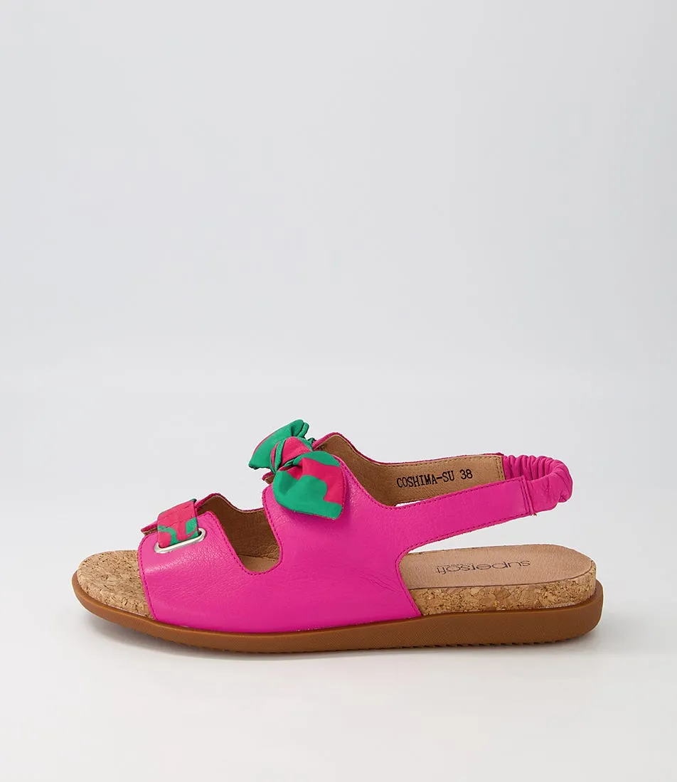 SUPERSOFT Coshima Fuchsia Multi Leather Fabric Sandals