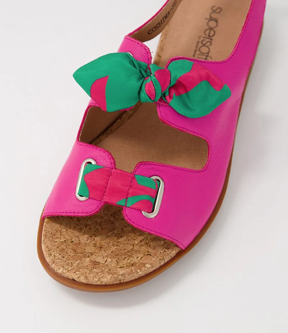 SUPERSOFT Coshima Fuchsia Multi Leather Fabric Sandals