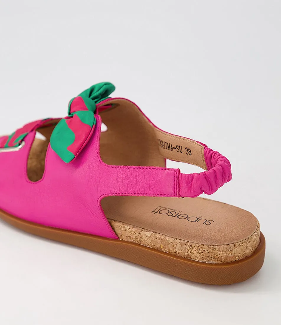 SUPERSOFT Coshima Fuchsia Multi Leather Fabric Sandals