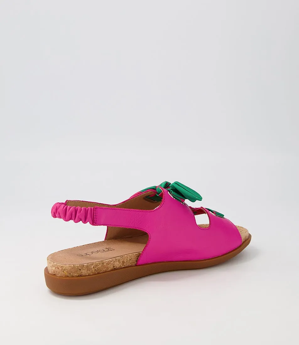 SUPERSOFT Coshima Fuchsia Multi Leather Fabric Sandals