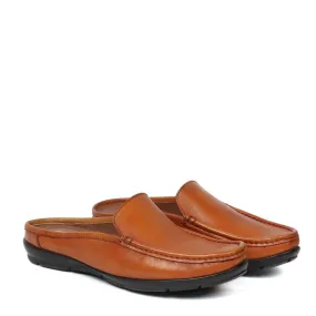 Tan Leather Elegant loafer Mules By Brune & Bareskin