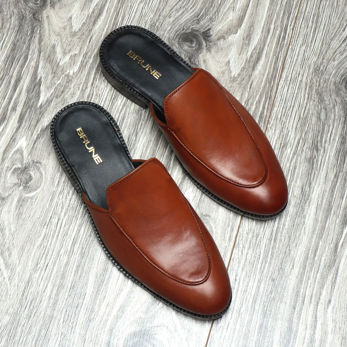 Tan Leather Mules (Summer Special) By Brune & Bareskin