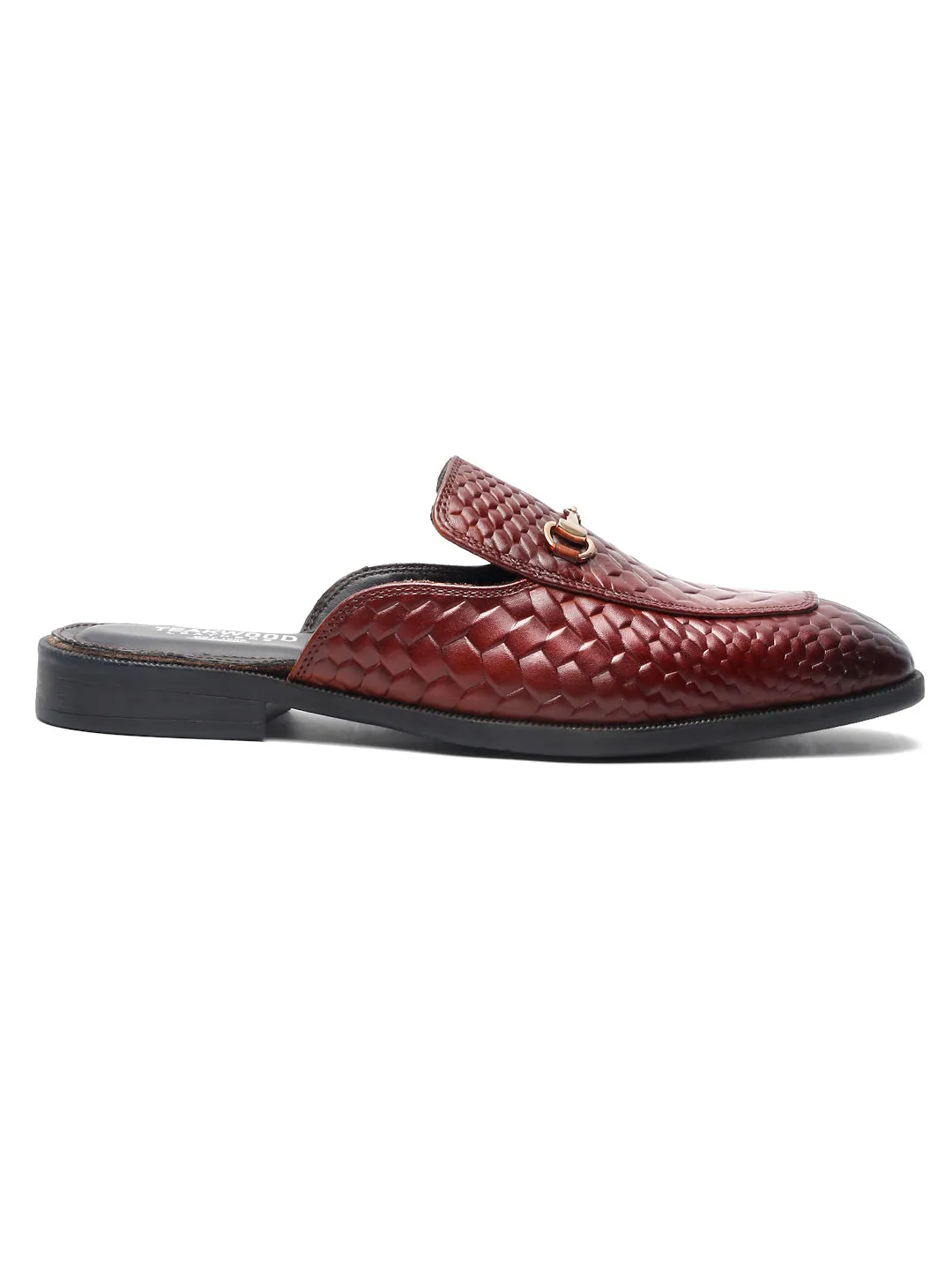 Teakwood Leather Men Wood Textured Mules