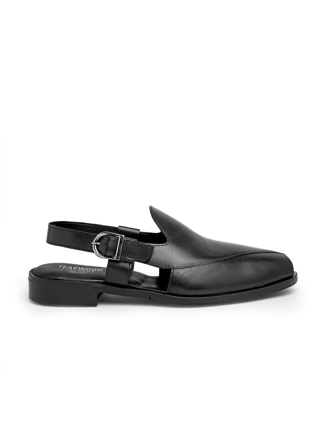 Teakwood Men Black Solid Peshawari Mules