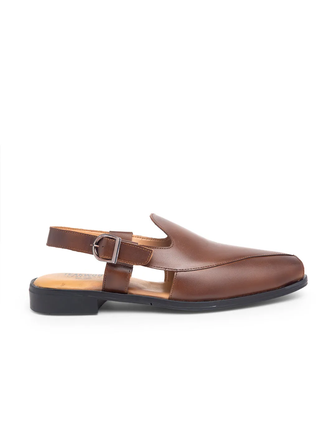 Teakwood Men Brown Solid Peshawari Mules