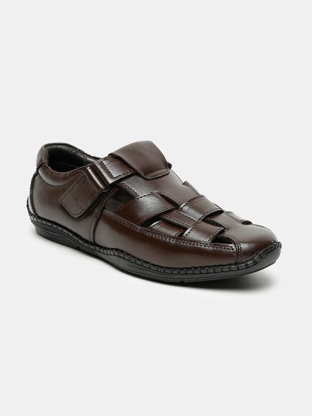 Teakwood Men's Real Leather Brown Sandals