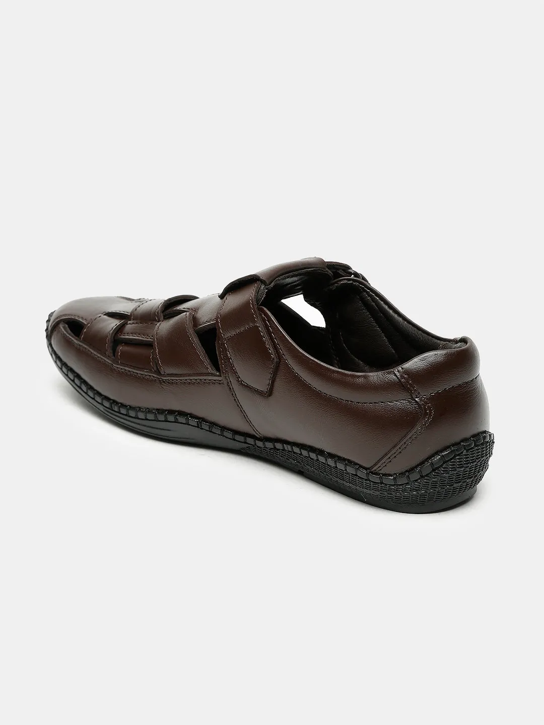 Teakwood Men's Real Leather Brown Sandals