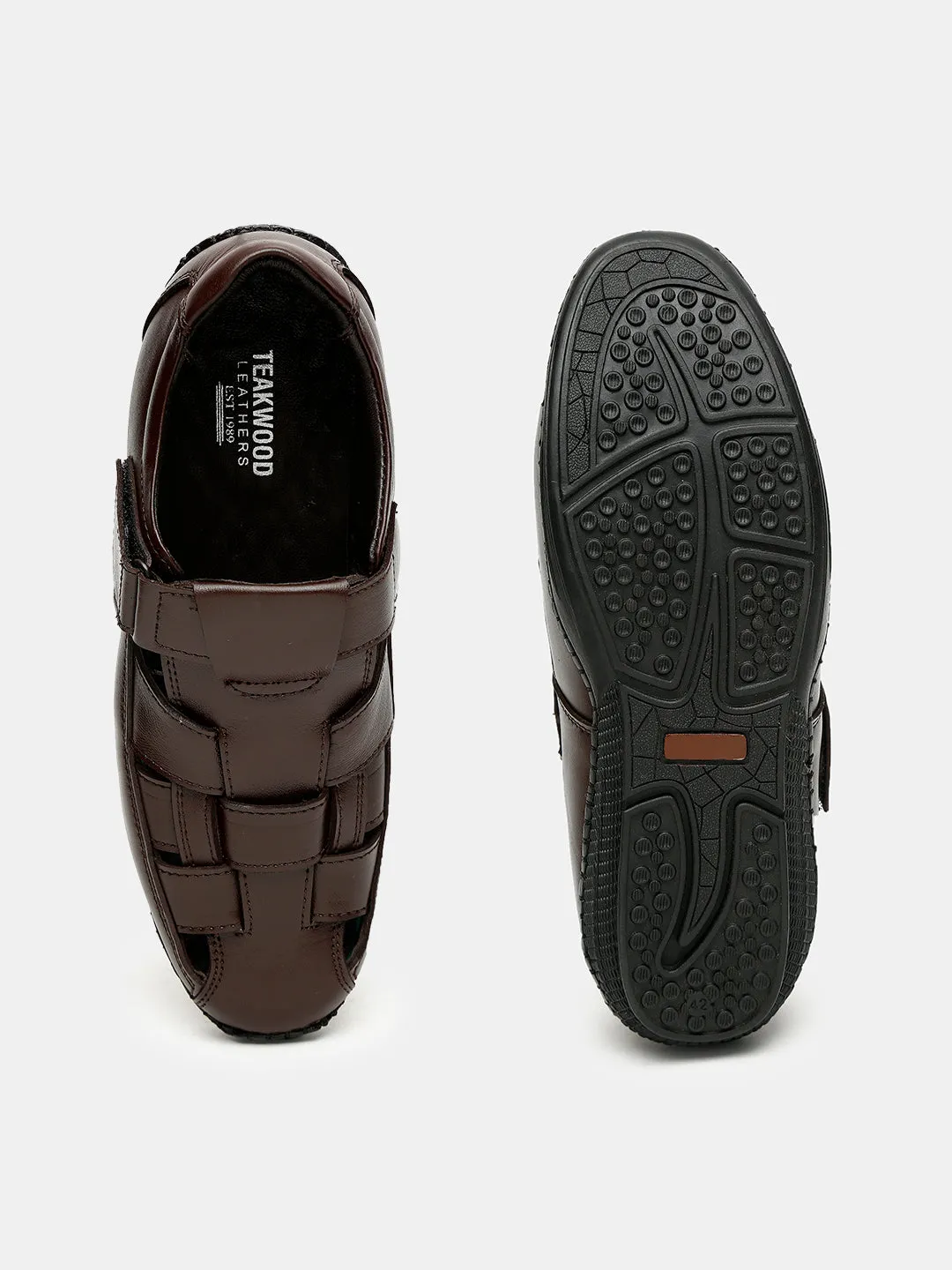 Teakwood Men's Real Leather Brown Sandals