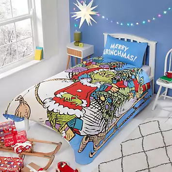 The Grinch Sleigh Shaped Single Duvet Cover Set | Kaleidoscope