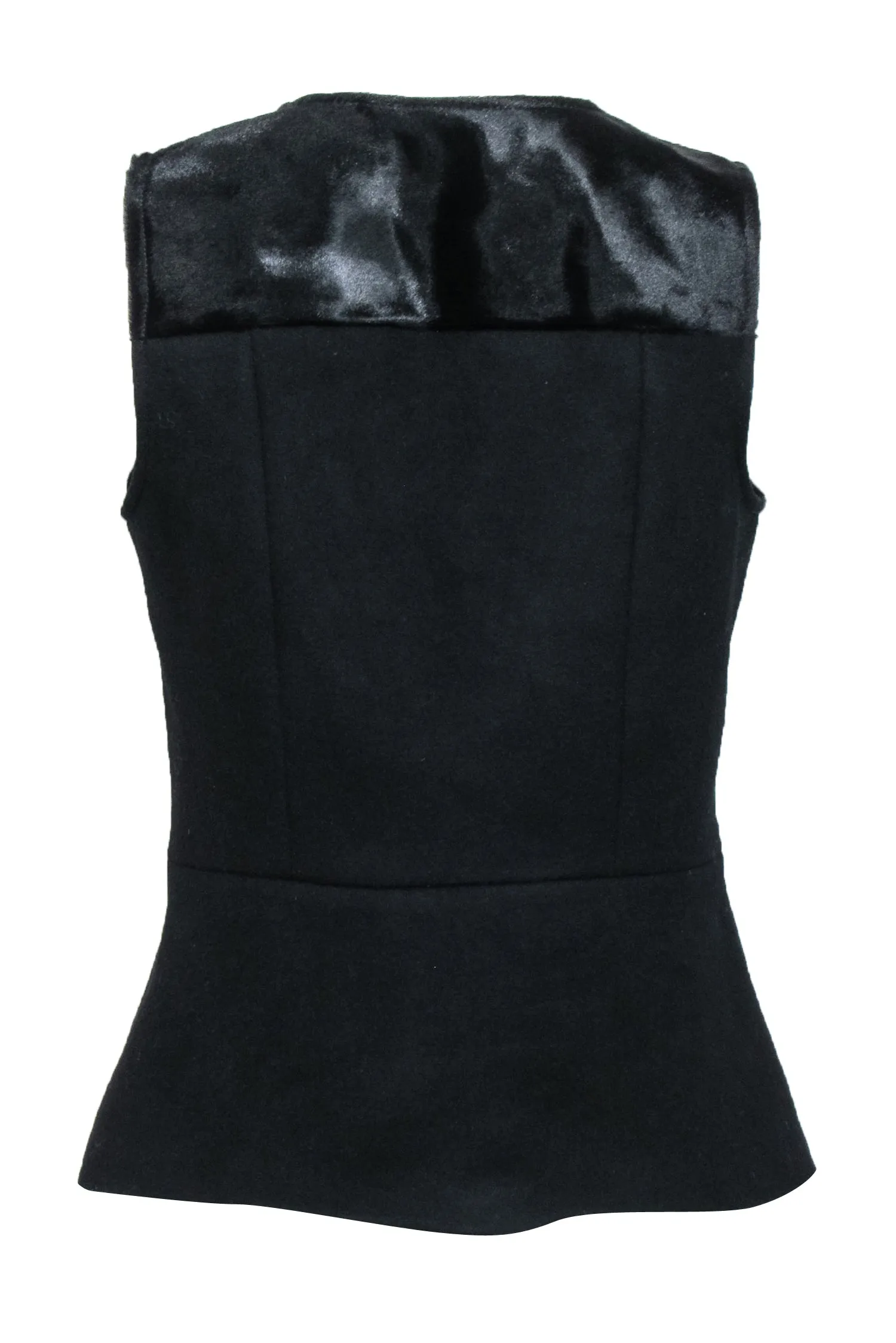 Theory - Black Wool & Calf Fur Sleeveless Etia Top Sz M