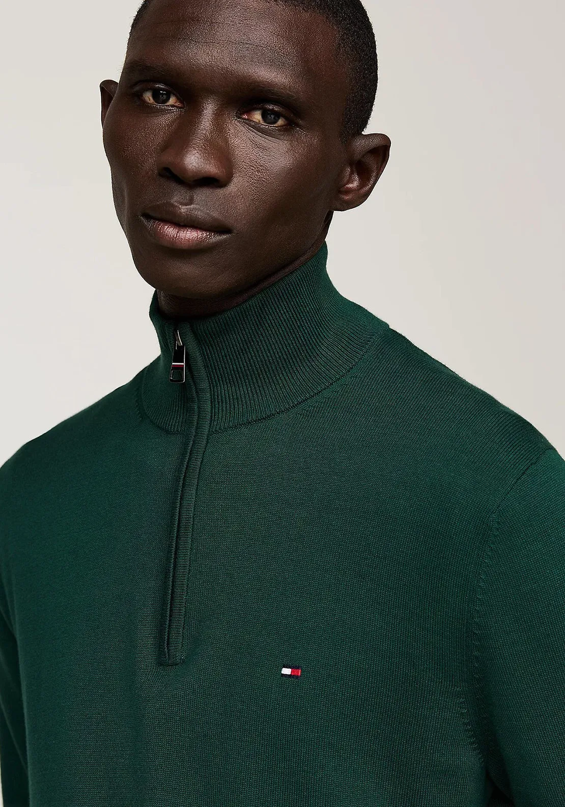 Tommy Hilfiger Essential Quarter Zip Sweater, Ornamental Green