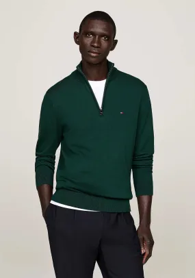 Tommy Hilfiger Essential Quarter Zip Sweater, Ornamental Green