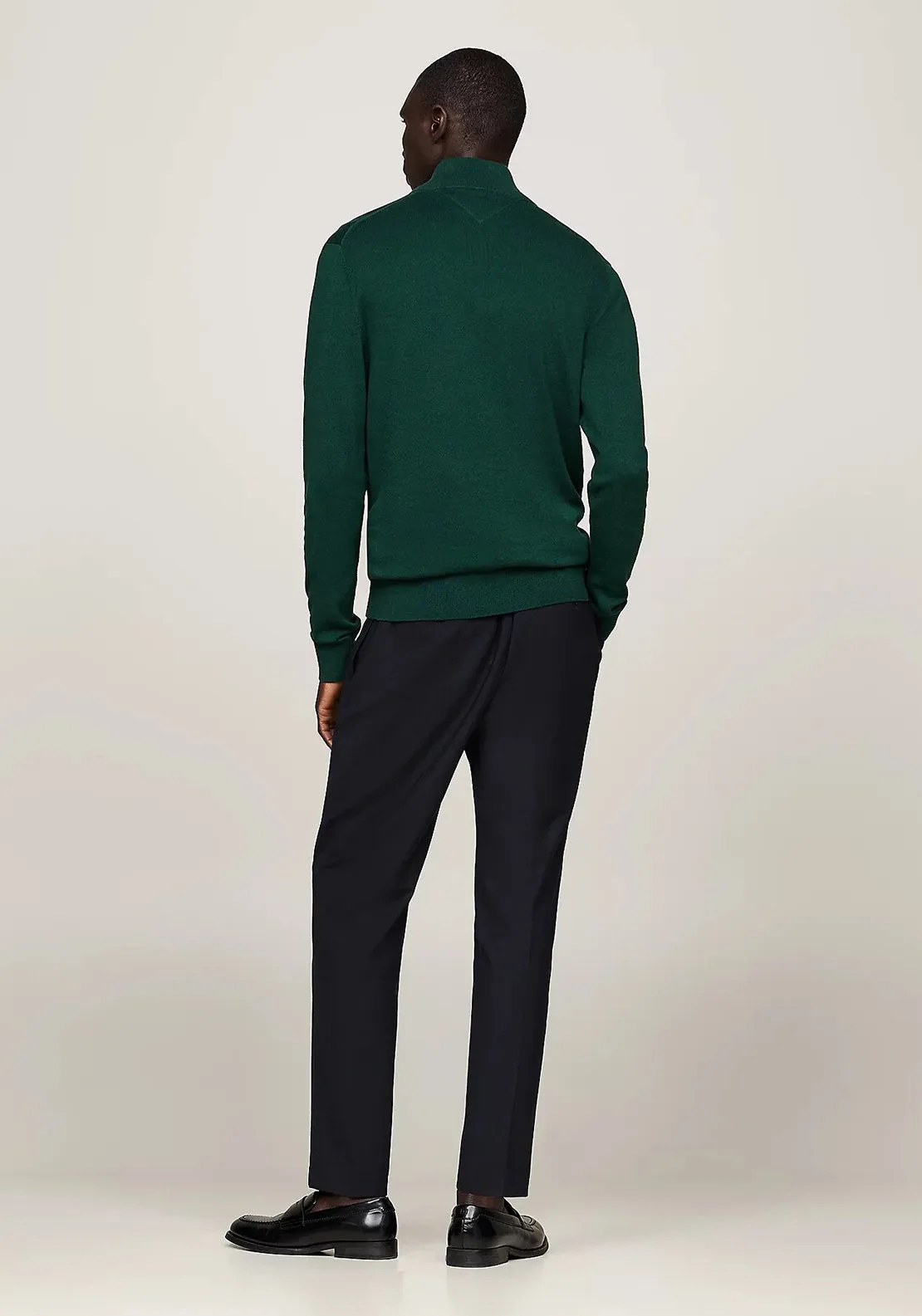 Tommy Hilfiger Essential Quarter Zip Sweater, Ornamental Green