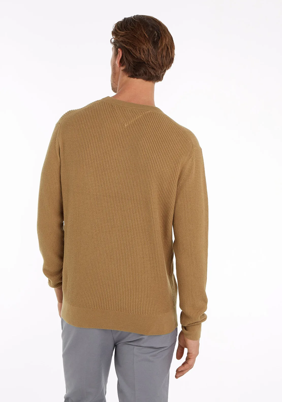 Tommy Hilfiger Textured Knit Crew Neck Sweater, Safari Canvas