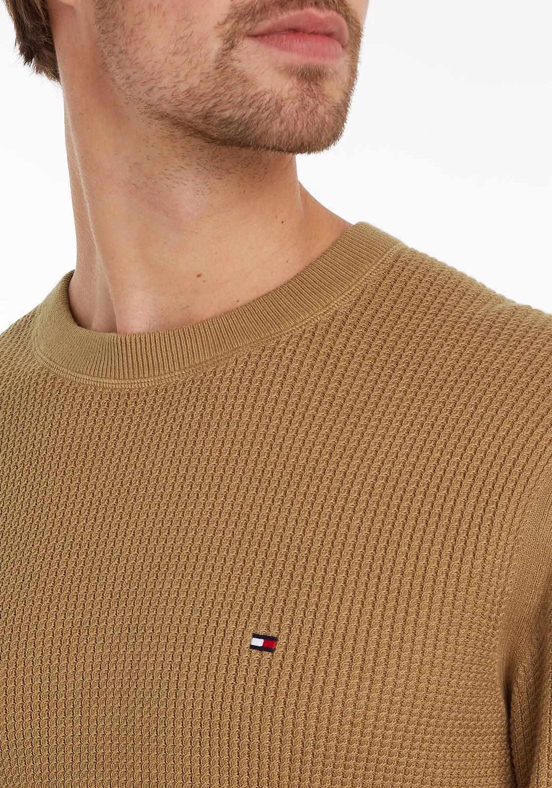 Tommy Hilfiger Textured Knit Crew Neck Sweater, Safari Canvas