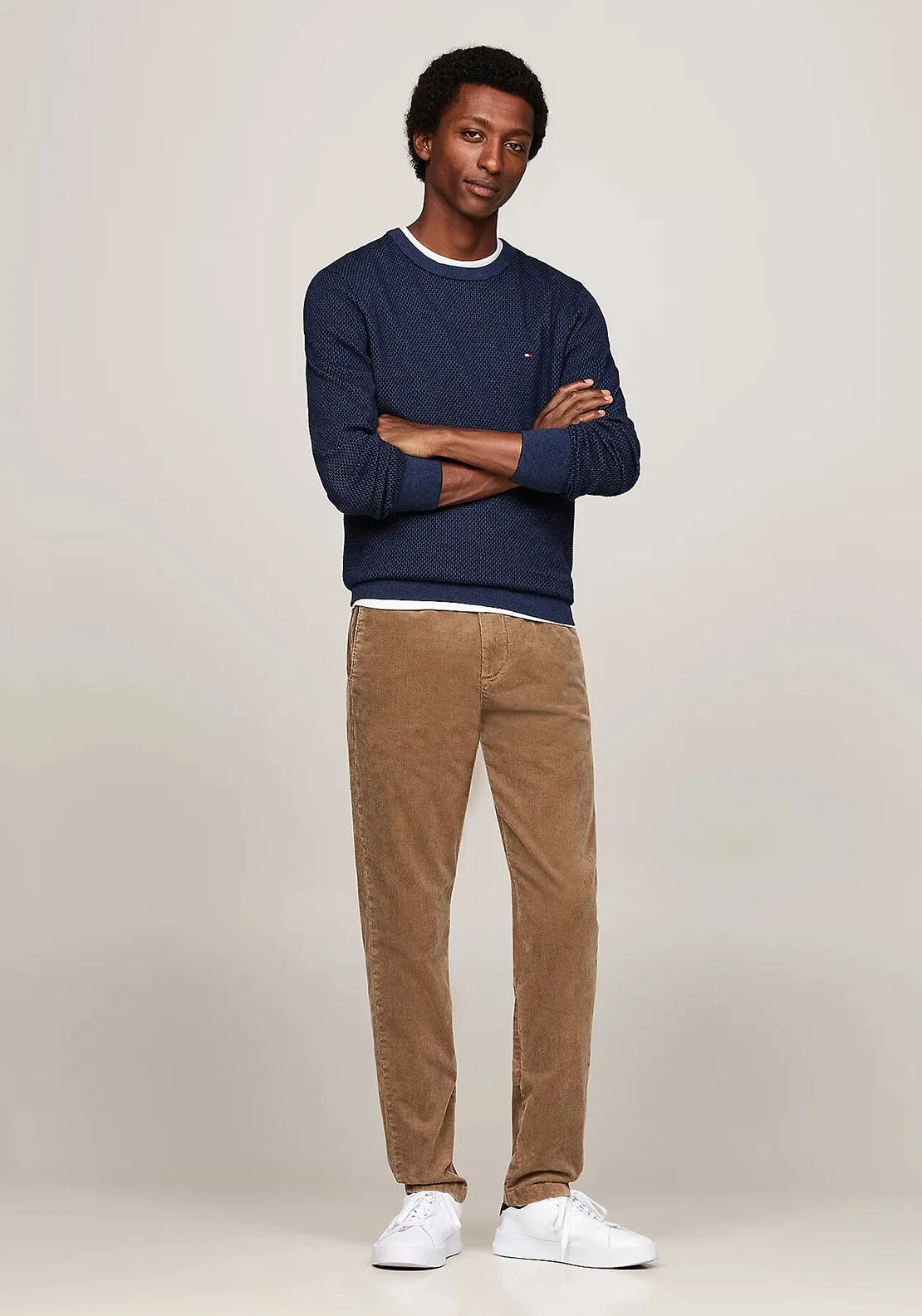 Tommy Hilfiger Two-Tone Pima Cotton Cashmere Sweater, Navy