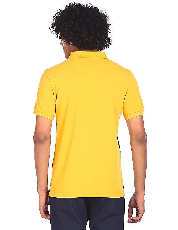 U.S. Polo Assn. Men Mustard Colour Block Pique Polo Shirt