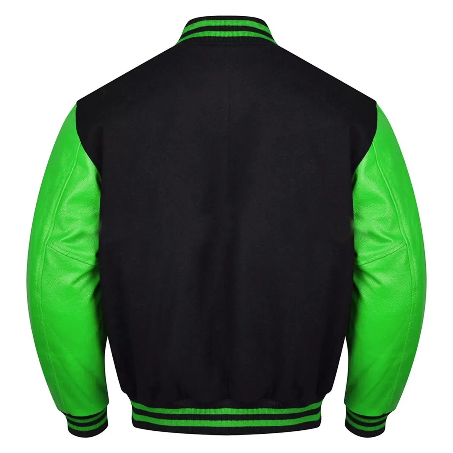 Varsity Black Letterman Baseball Wool &Green Real Leather Sleeves Jacket