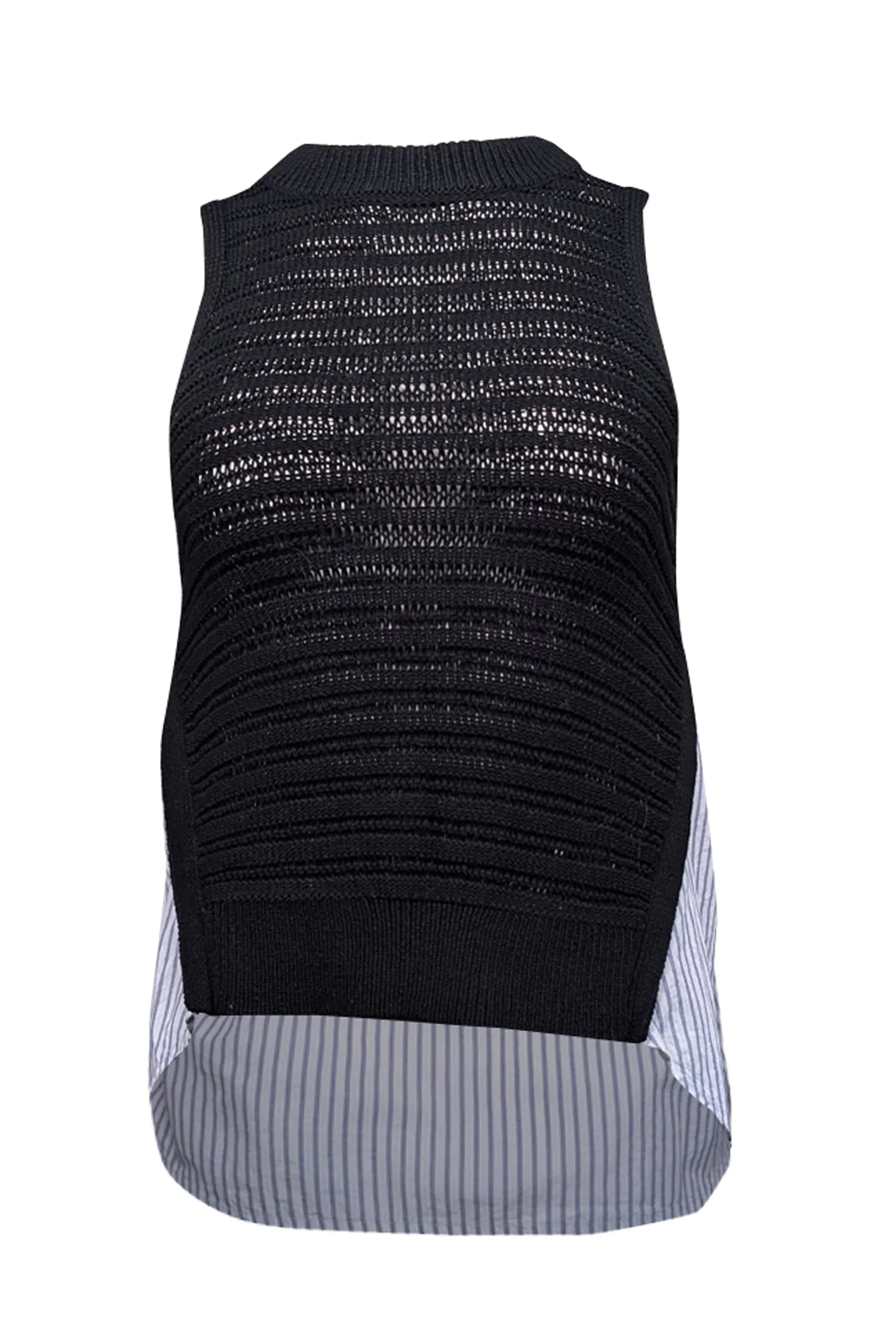 Veronica Beard - Black Open Knit Sleeveless Top w/ Shirting Sz XS