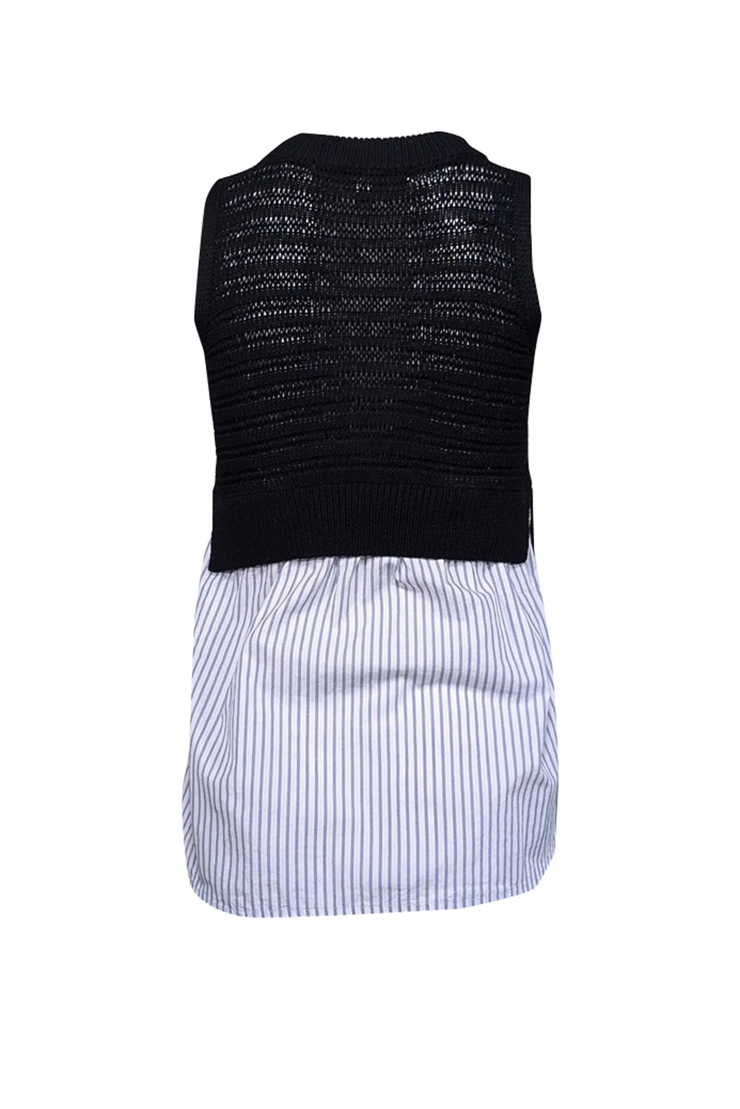 Veronica Beard - Black Open Knit Sleeveless Top w/ Shirting Sz XS