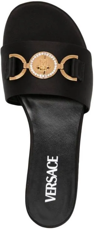 Versace Medusa '95 satin flat sandals Black