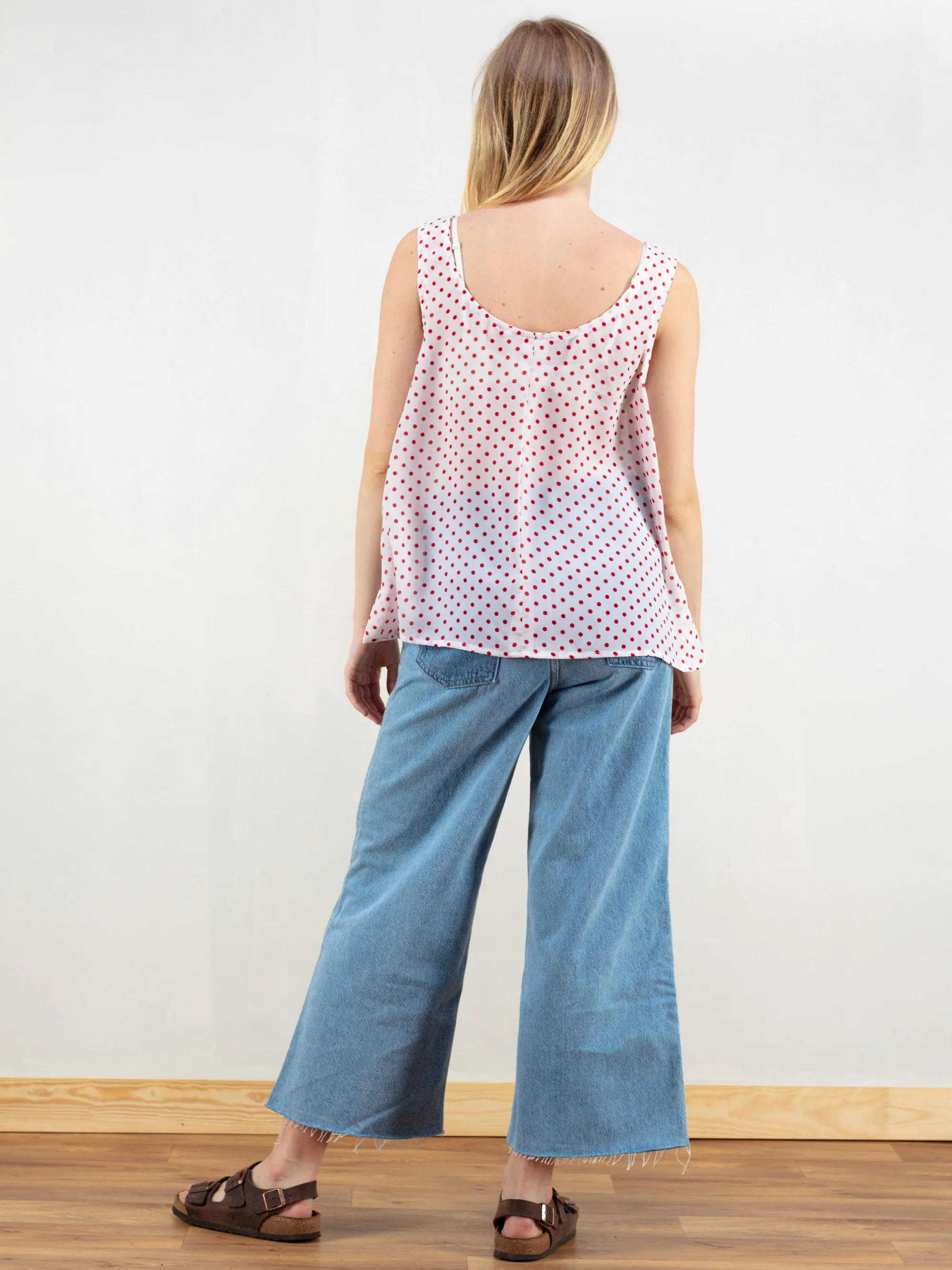 Vintage 90's Polka Dot Sleeveless Women Top