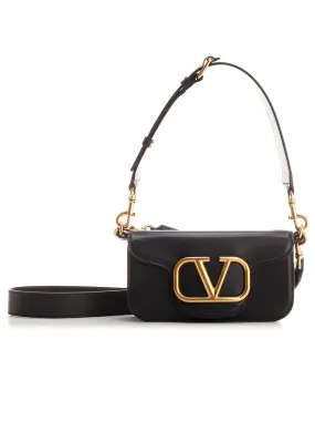 VLogo Signature Foldover Top Shoulder Bag in Black