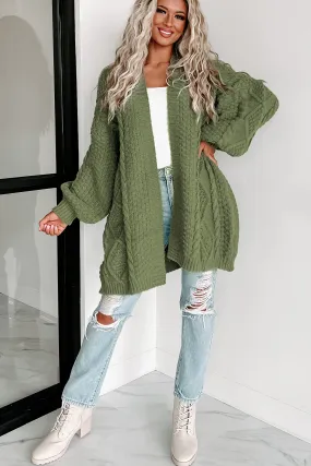 What You Need Open Front Knit Cardigan (Olive)