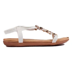 White flat lightweight women's sandals