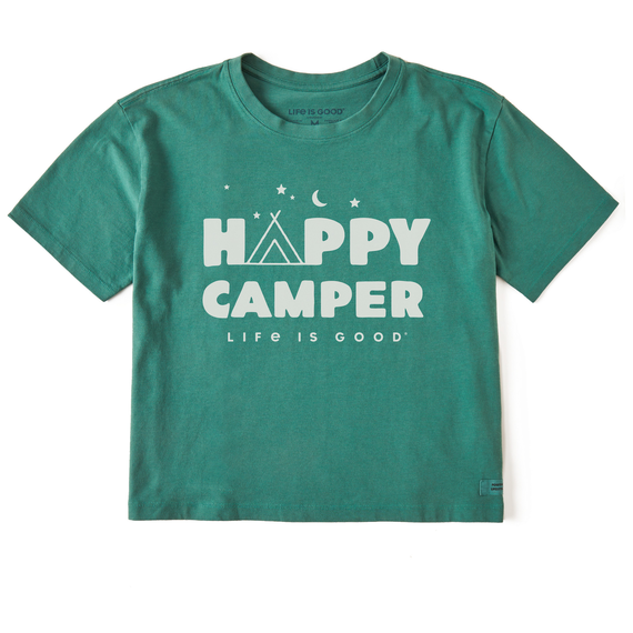 Women's Happy Camper Tent Night  Boxy Crusher Tee