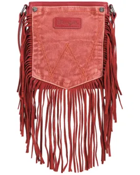 Wrangler Women's Fringe Pocket Denim Crossbody Bag